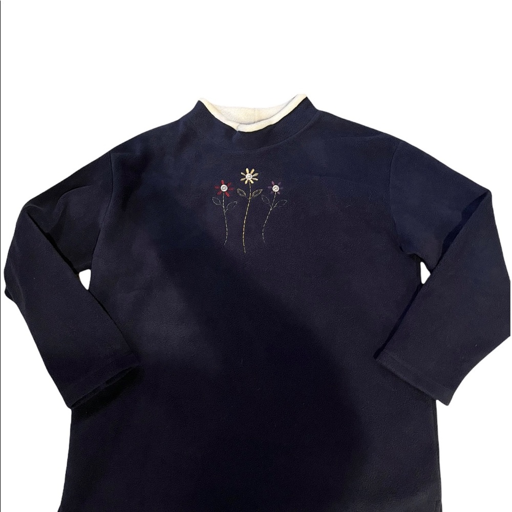Vtg Top Stitch Morning Sun Sz L Crew Neck Sweatshirt Flowers Buttons